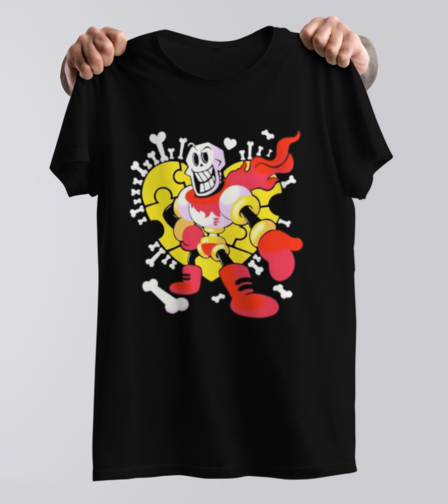 Papyrus Bonetrousle 10th Anniversary Undertale Puzzle Heart Skeleton T-Shirt