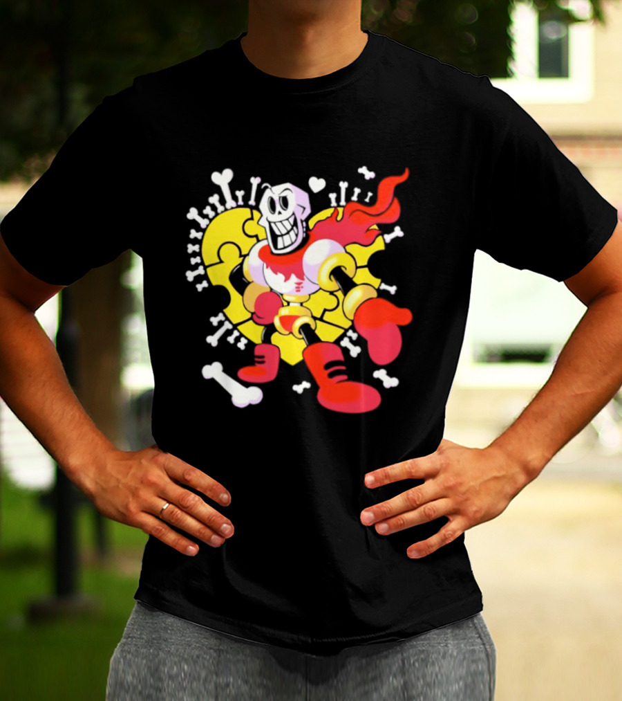 Papyrus Bonetrousle 10th Anniversary Undertale Puzzle Heart Skeleton T-Shirt
