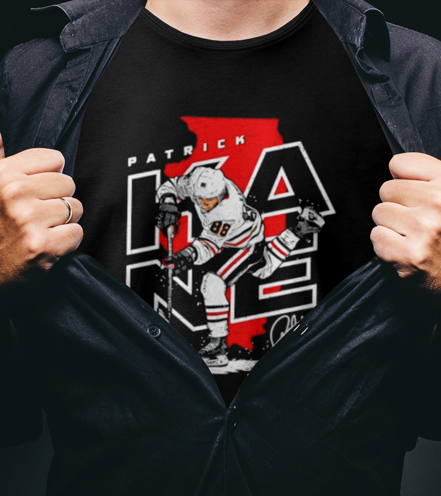 Patrick Kane 88 Chicago Blackhawks Illinois Hockey Player Signature T-Shirt
