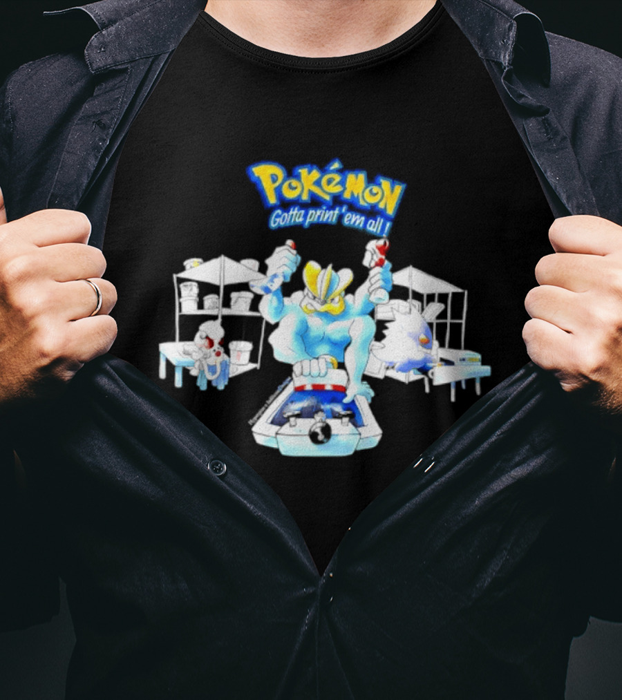 Pokemon Gotta Paint 'Em All Machamp Smeargle Gengar T-Shirt