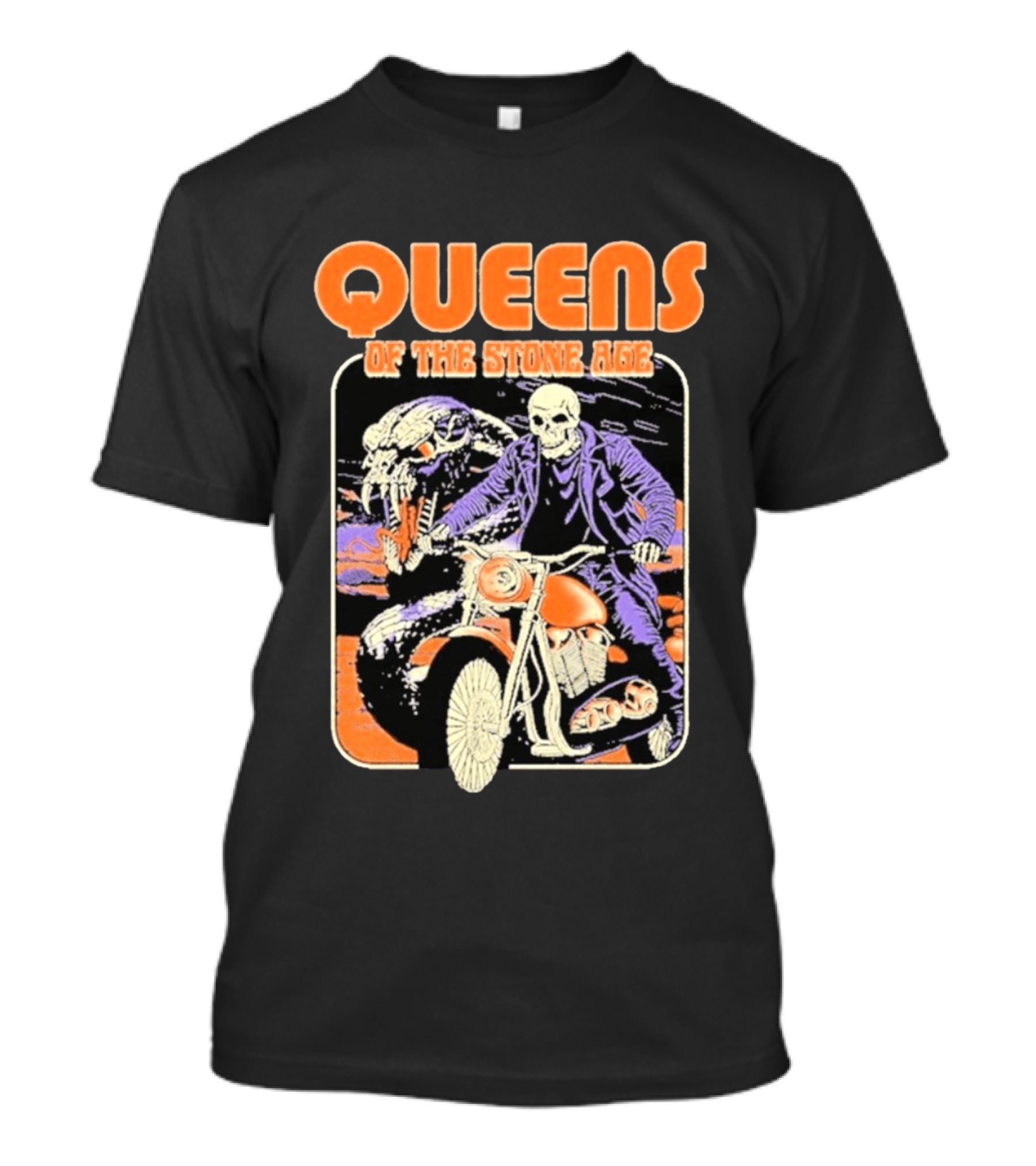 Queens Of The Stone Age Skeleton Rider Snake Motorcycle Adventure T-Shirt