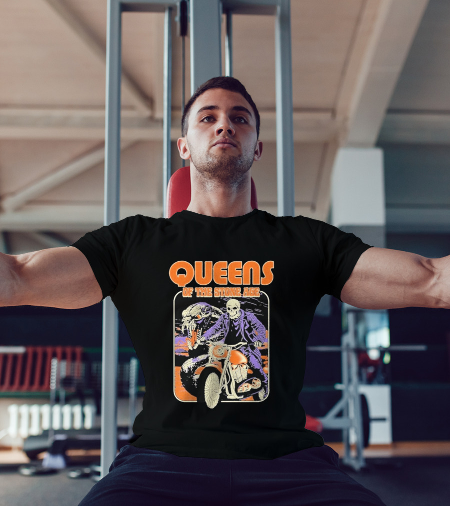 Queens Of The Stone Age Skeleton Rider Snake Motorcycle Adventure T-Shirt