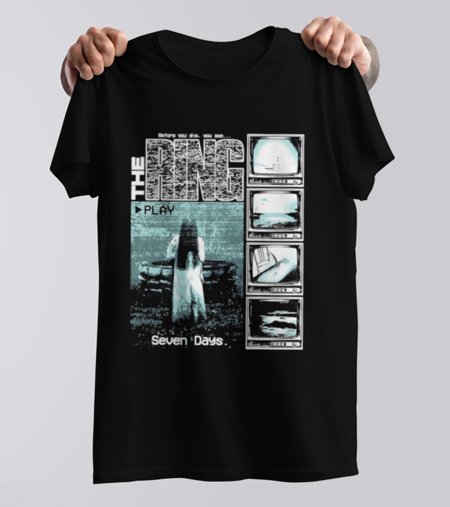 The Ring Seven Days Play Tape Iconic Horror Movie Scene T-Shirt