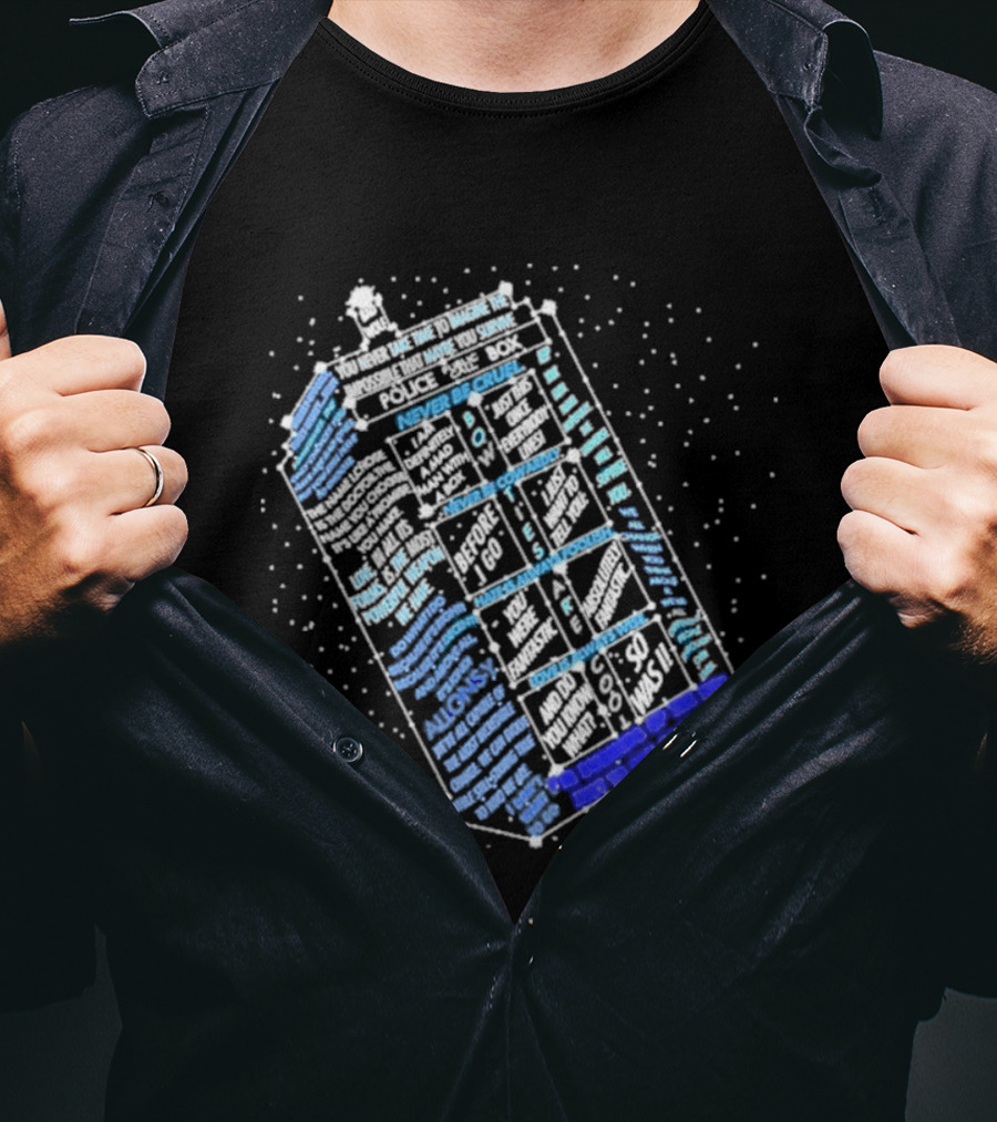 Wibbly Wobbly Timey Wimey The Doctor's Lexicon Blue Box The Reel Rejects T-Shirt