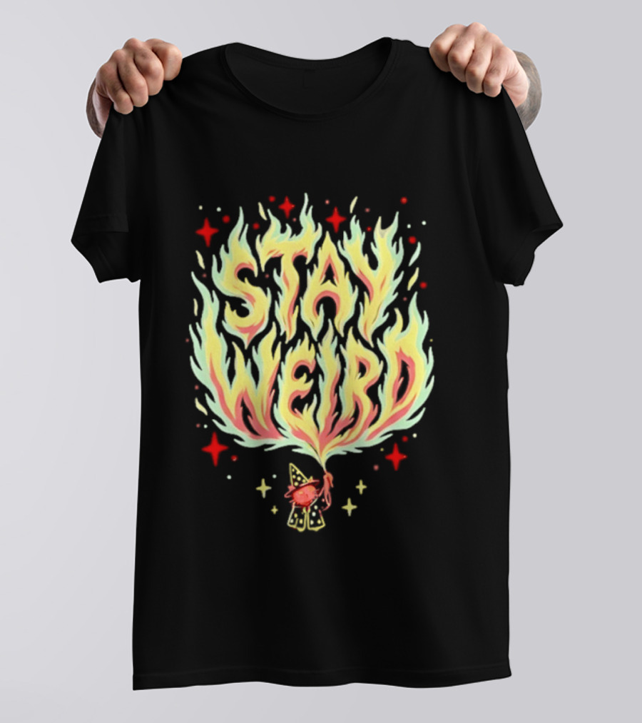 Stay Weird Witch Cat Magic Flame T-Shirt