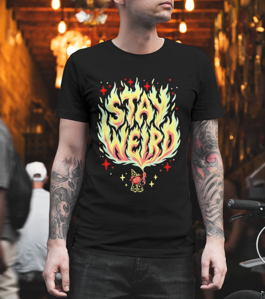 Stay Weird Witch Cat Magic Flame T-Shirt