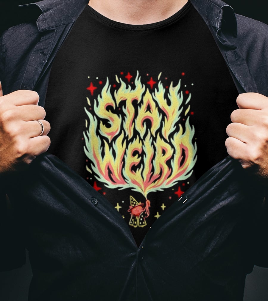 Stay Weird Witch Cat Magic Flame T-Shirt