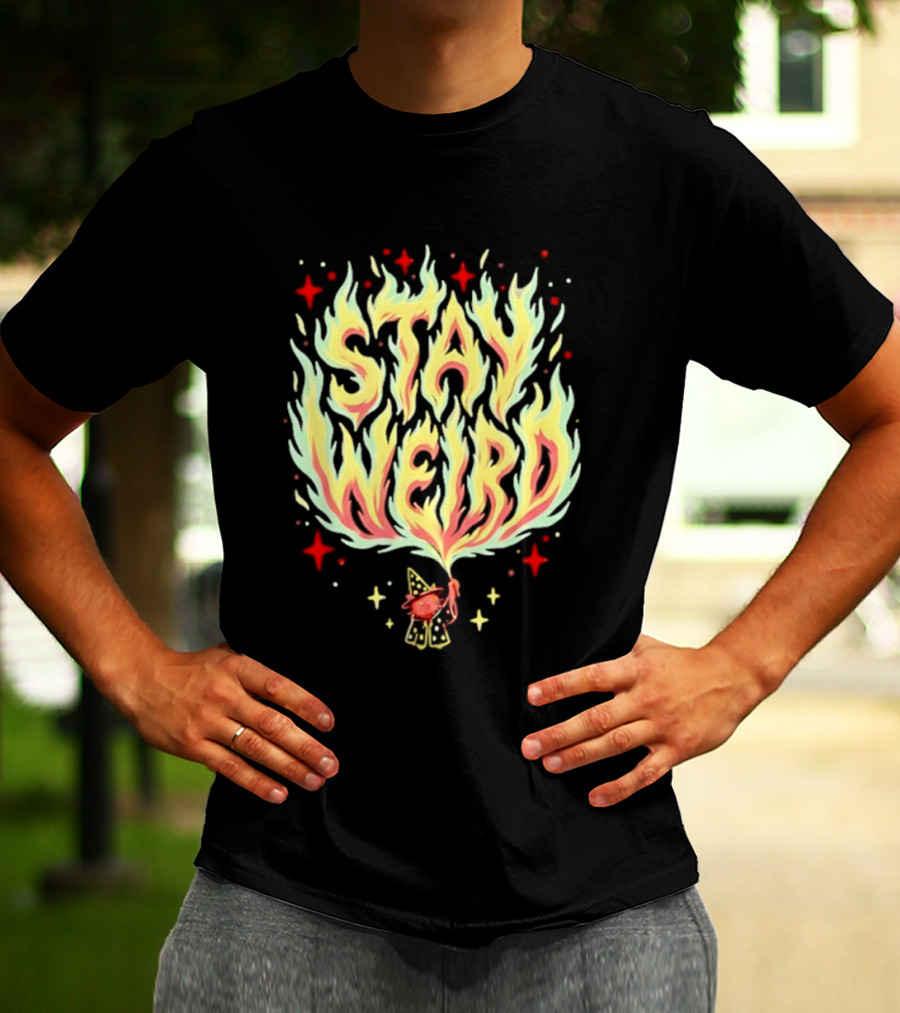 Stay Weird Witch Cat Magic Flame T-Shirt