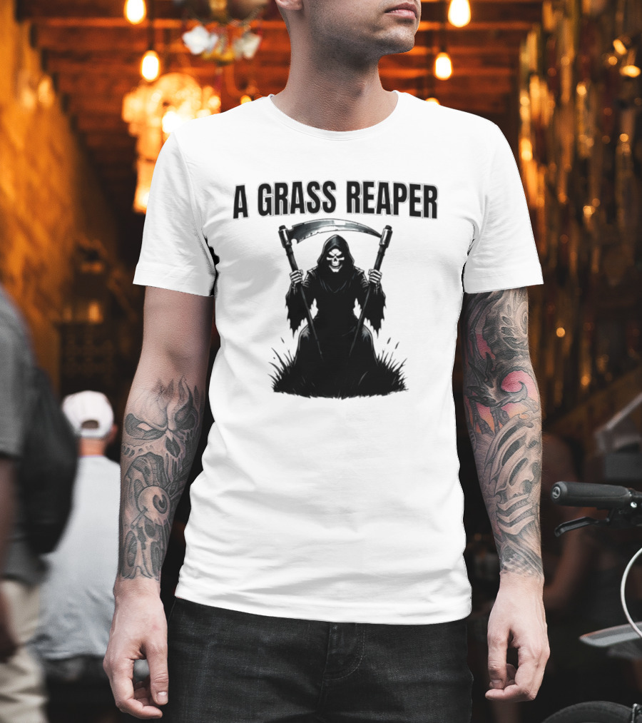 A Grass Reaper Lawn Mower Gardening T-Shirt