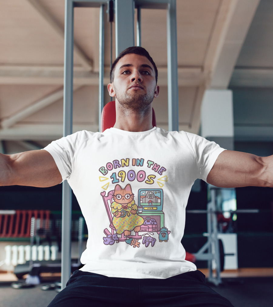 Born In The 1900s Cat VHS Gaming Nostalgia T-Shirt