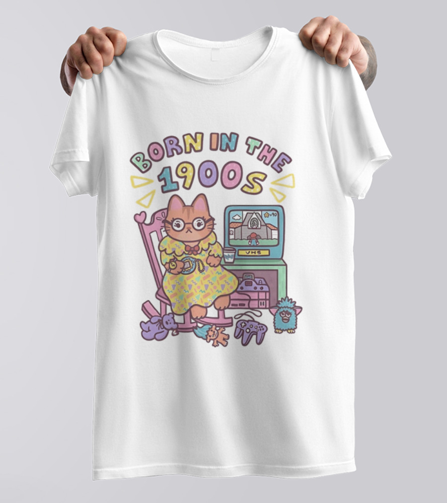 Born In The 1900s Cat VHS Gaming Nostalgia T-Shirt