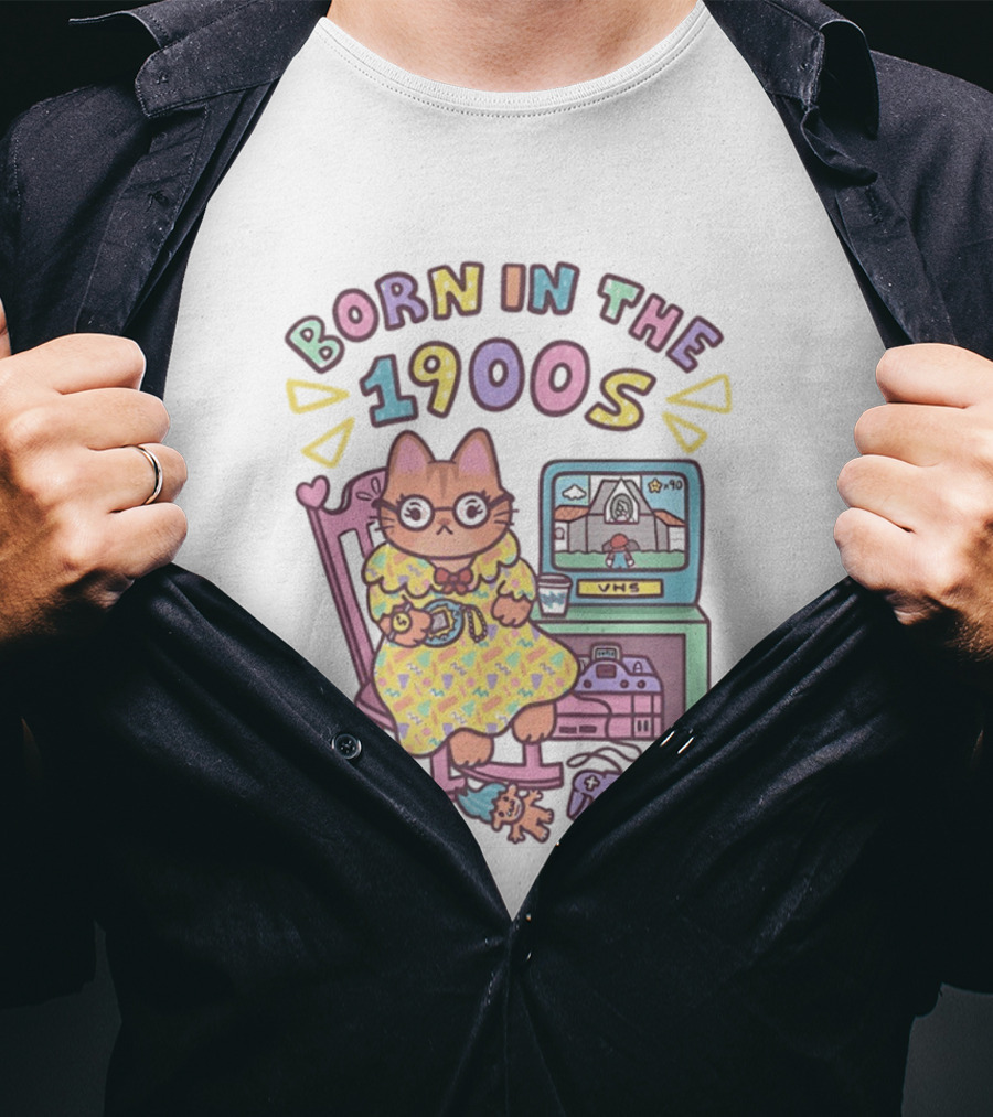 Born In The 1900s Cat VHS Gaming Nostalgia T-Shirt