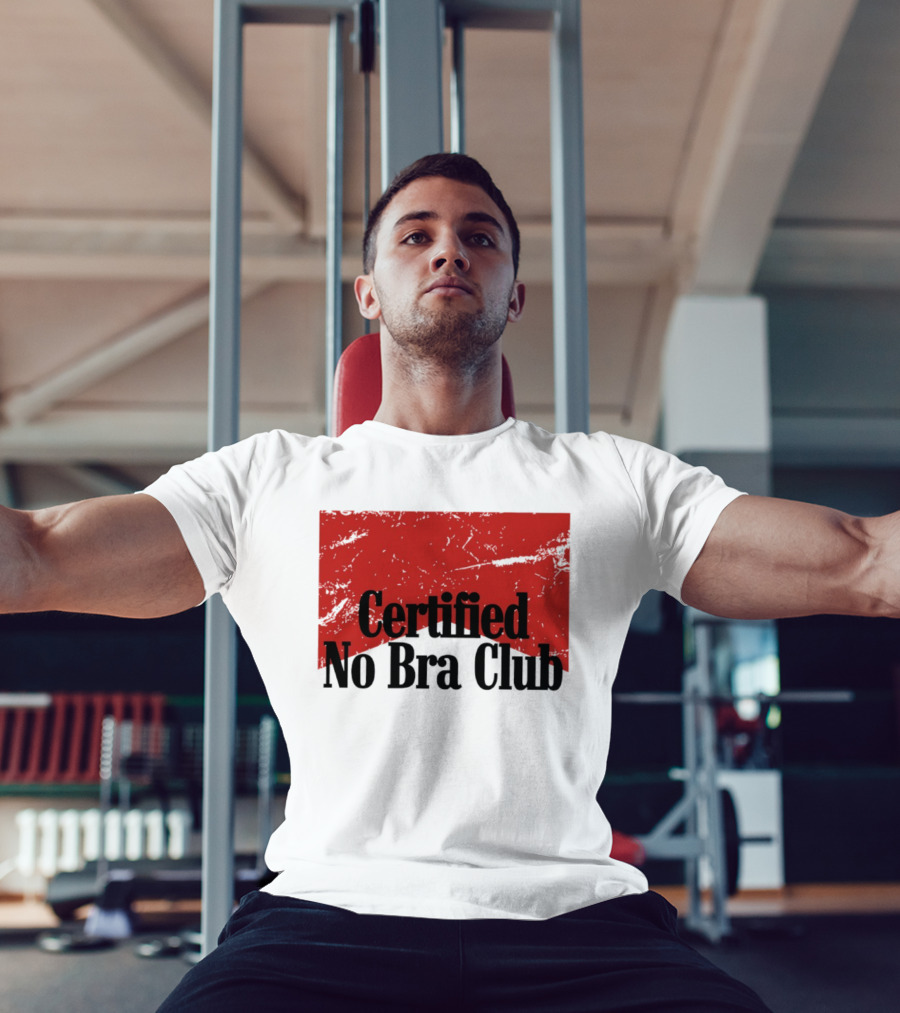 Certified No Bra Club Marlboro Parody Red Banner T-Shirt