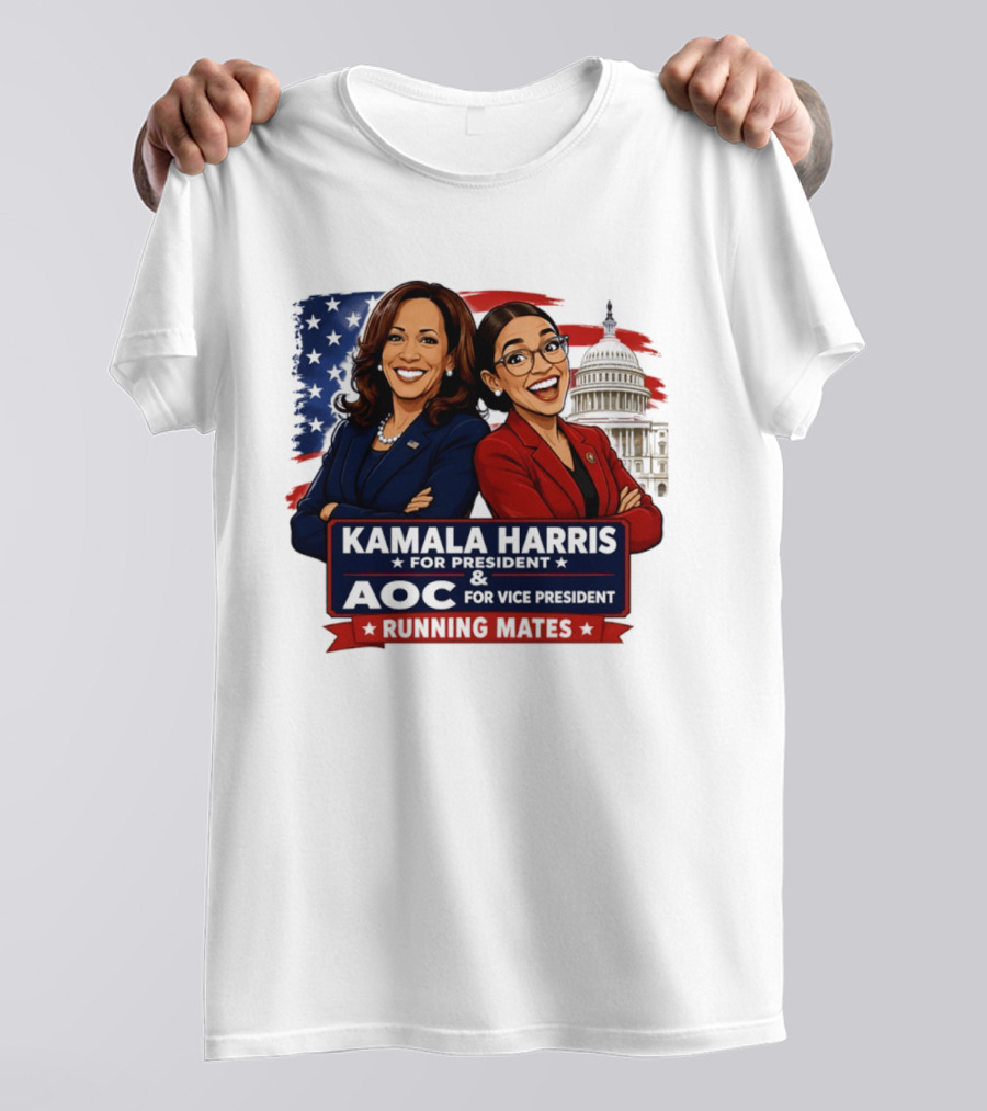 Kamala Harris For President AOC Vice President Running Mates Capitol T-Shirt
