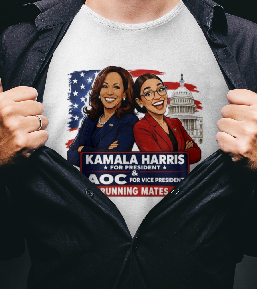Kamala Harris For President AOC Vice President Running Mates Capitol T-Shirt