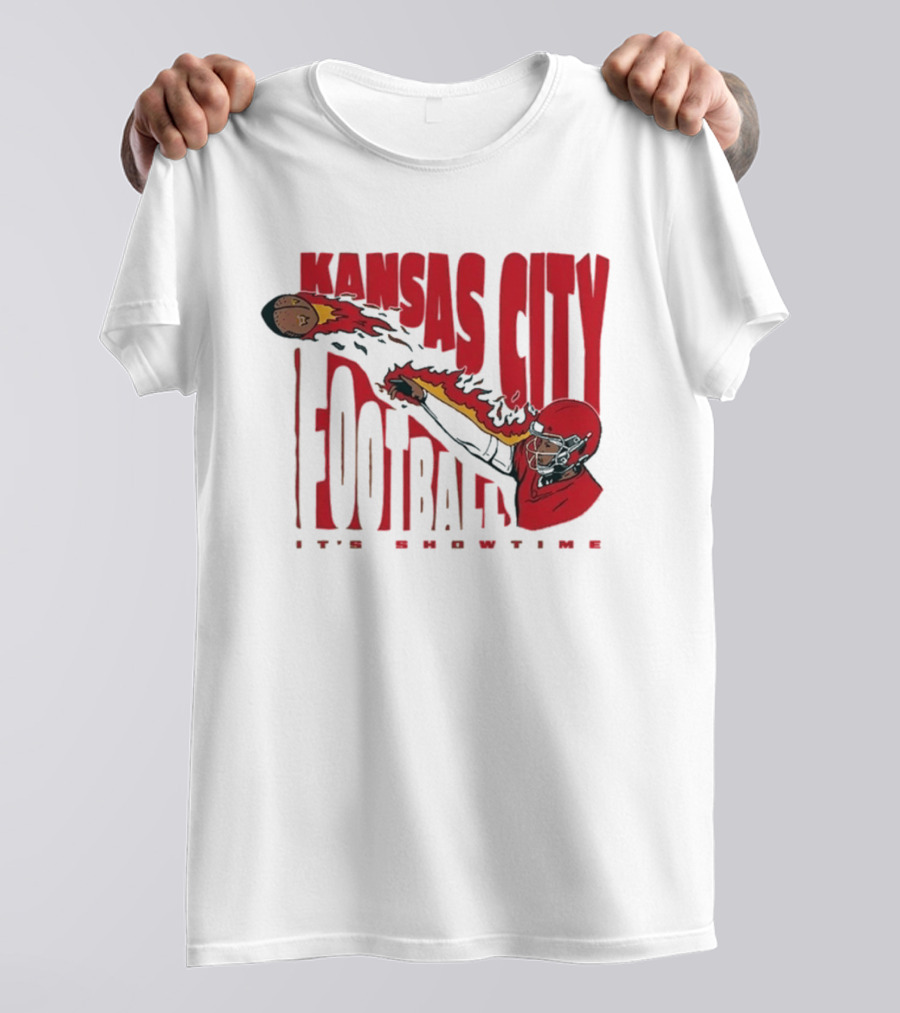 Kansas City Football It's Showtime Quarterback Fireball Pass T-Shirt