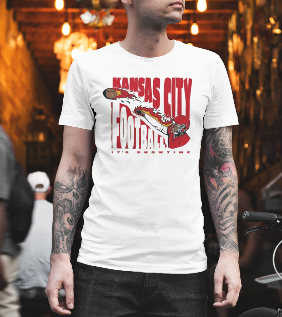 Kansas City Football It's Showtime Quarterback Fireball Pass T-Shirt
