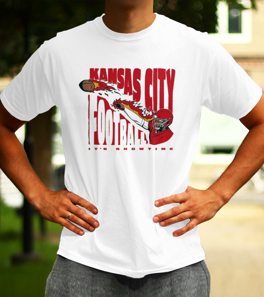 Kansas City Football It's Showtime Quarterback Fireball Pass T-Shirt