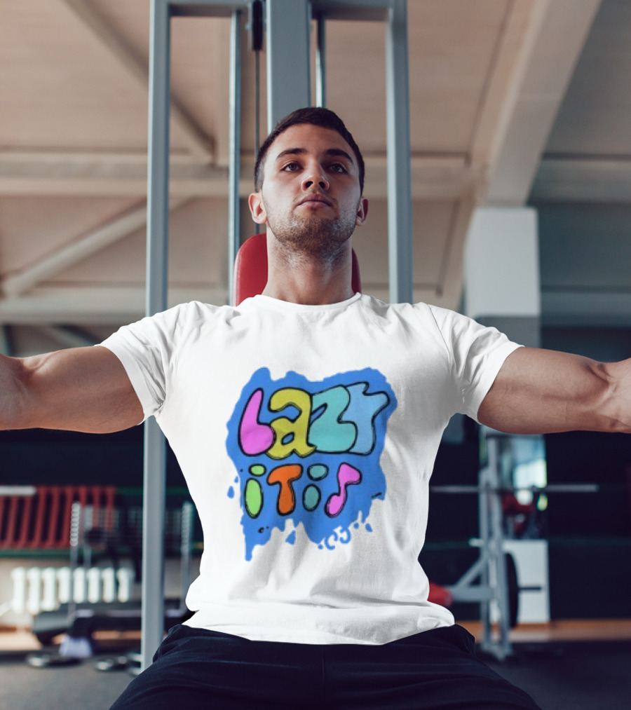Lazy It Is Colorful Drip Graphic Blue Paint Splatter T-Shirt