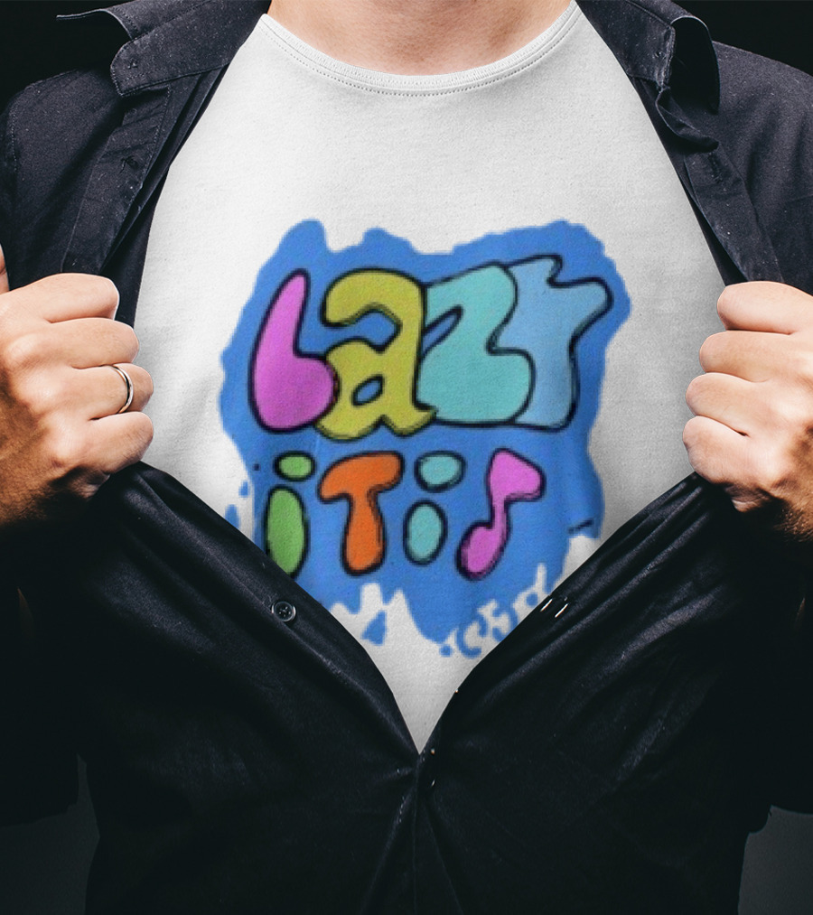 Lazy It Is Colorful Drip Graphic Blue Paint Splatter T-Shirt