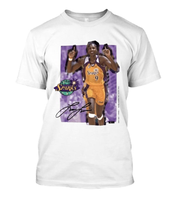 Lisa Leslie Los Angeles Sparks No 9 1997 2009 SLAM Autographed Basketball Legend T-Shirt