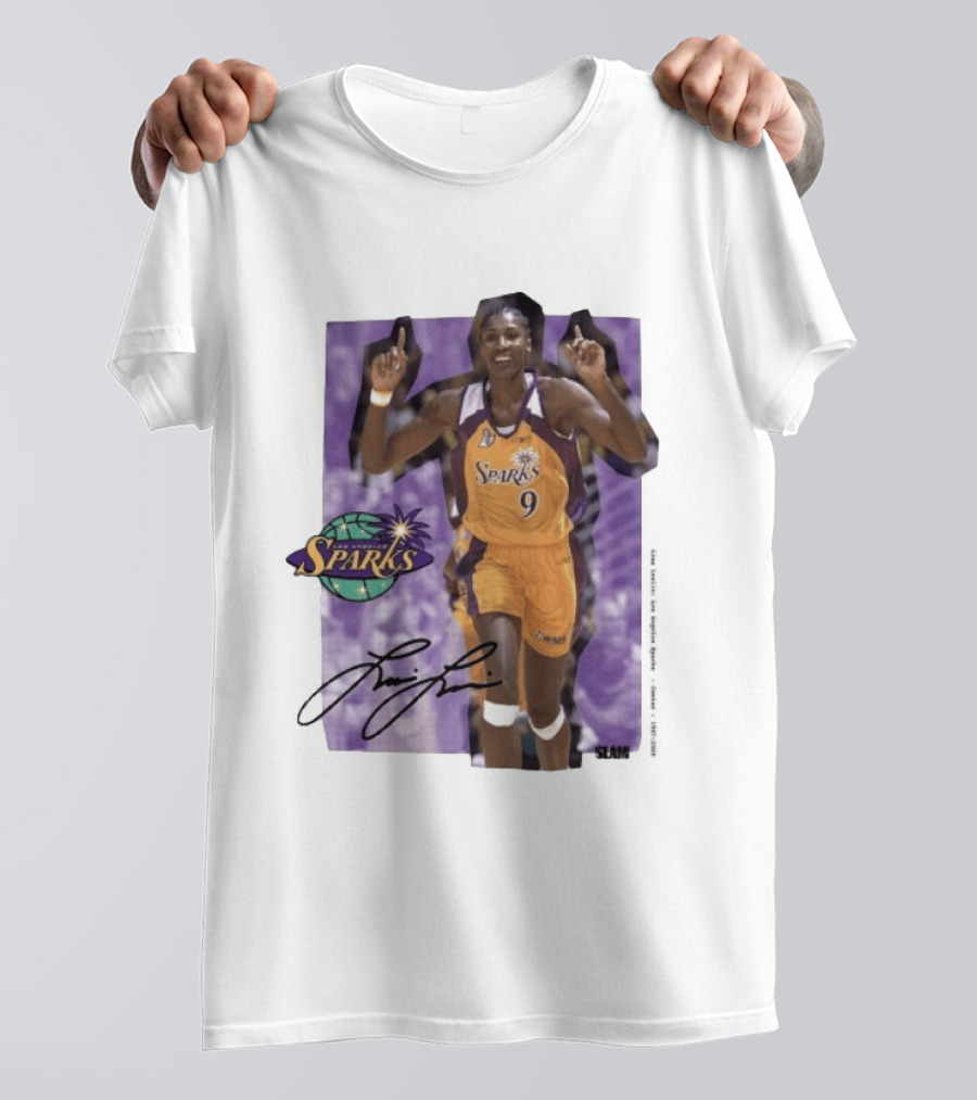 Lisa Leslie Los Angeles Sparks No 9 1997 2009 SLAM Autographed Basketball Legend T-Shirt