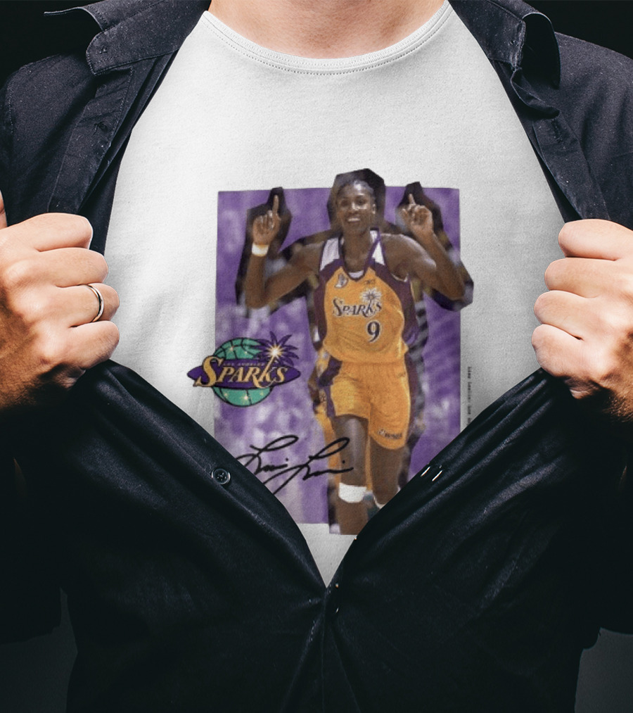 Lisa Leslie Los Angeles Sparks No 9 1997 2009 SLAM Autographed Basketball Legend T-Shirt