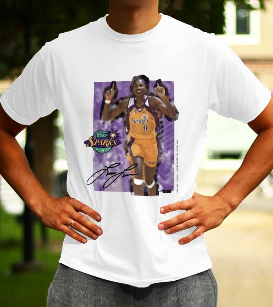 Lisa Leslie Los Angeles Sparks No 9 1997 2009 SLAM Autographed Basketball Legend T-Shirt