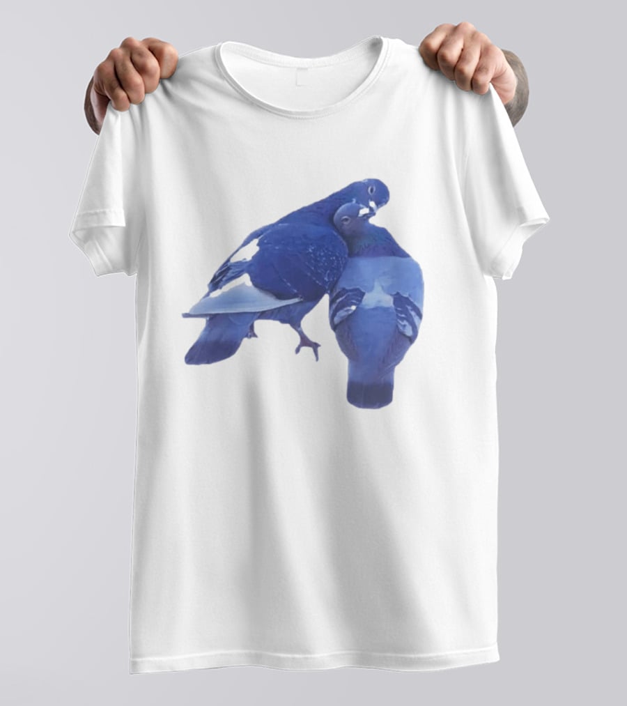 Love Doves Sports Banger Blue Pigeons Embrace T-Shirt
