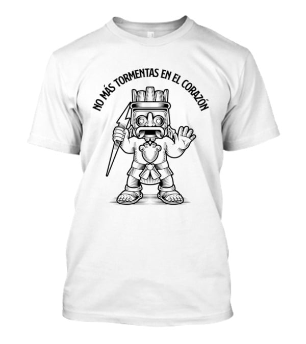 No Más Tormentas En El Corazón Aztec Warrior Holding A Spear T-Shirt