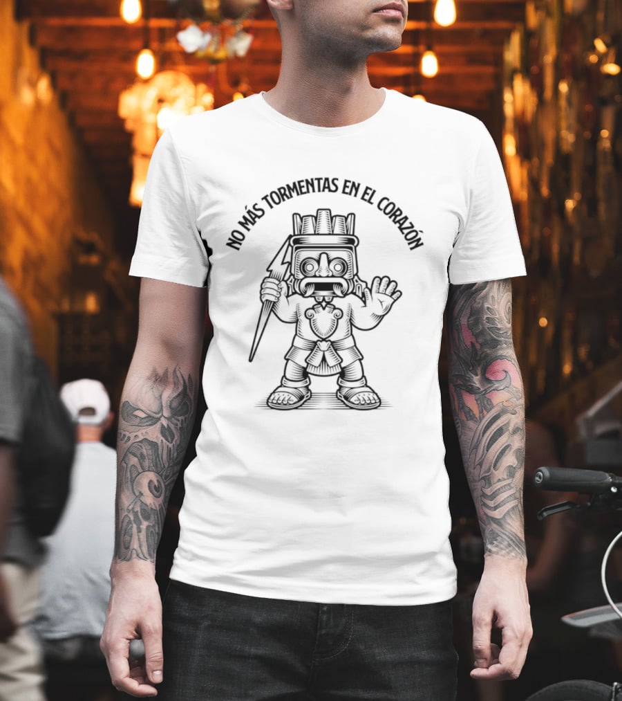 No Más Tormentas En El Corazón Aztec Warrior Holding A Spear T-Shirt