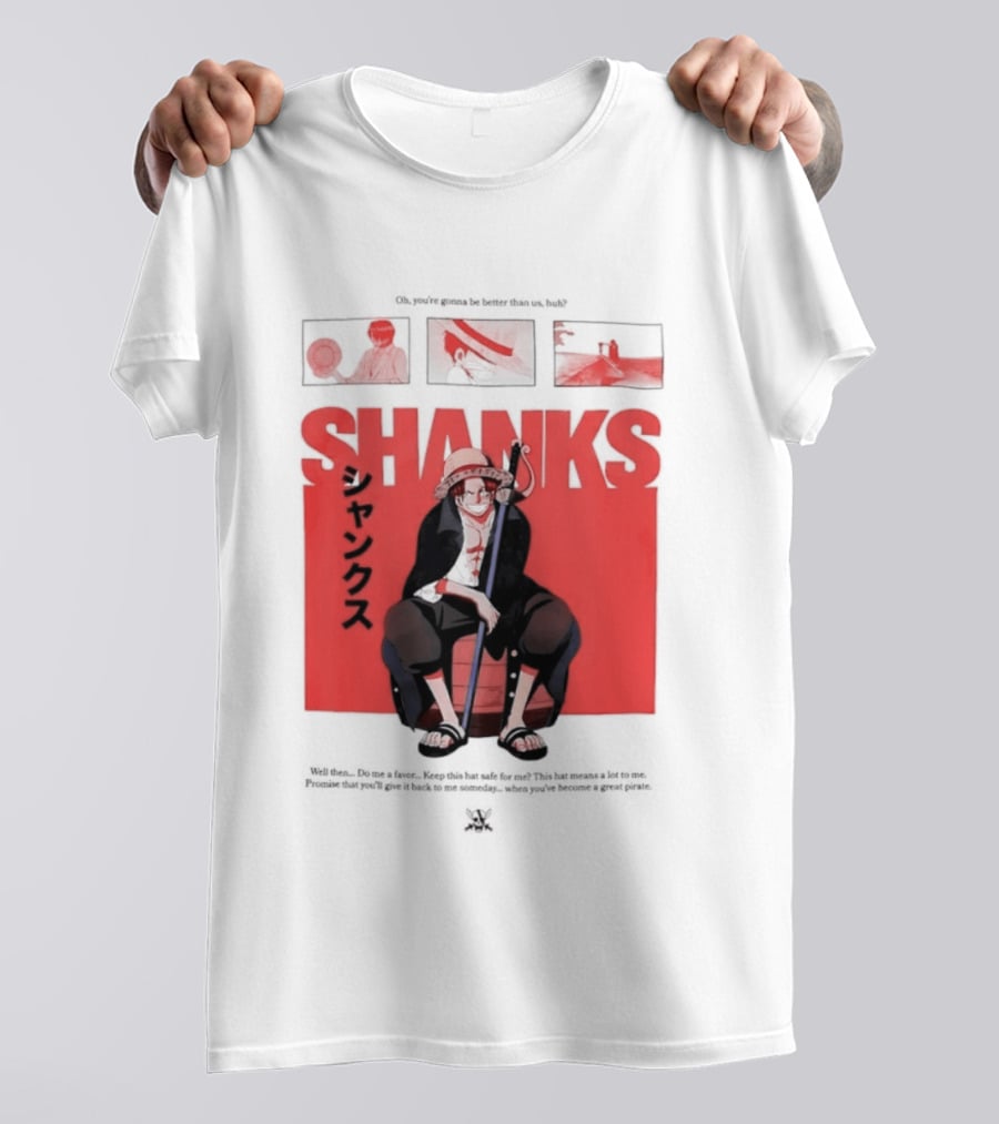 One Piece Shanks Luffy Straw Hat Pirates Manga Panels T-Shirt