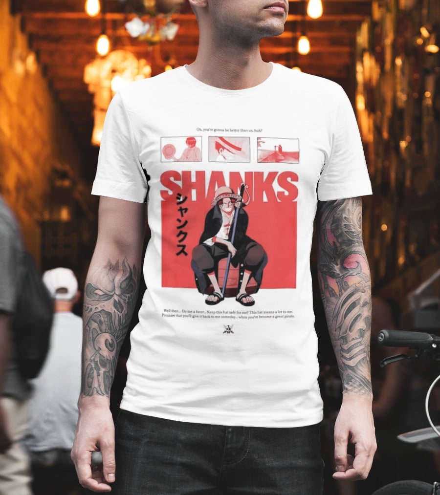 One Piece Shanks Luffy Straw Hat Pirates Manga Panels T-Shirt