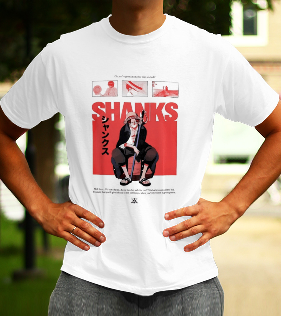 One Piece Shanks Luffy Straw Hat Pirates Manga Panels T-Shirt