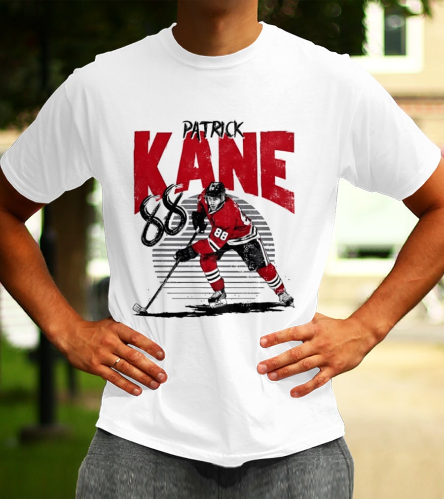 Patrick Kane 88 Chicago Blackhawks Hockey Player Action T-Shirt