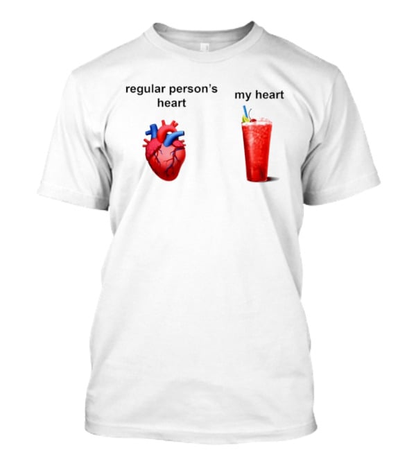 Regular Person's Heart Vs My Heart Cocktail Emoji Comparison T-Shirt