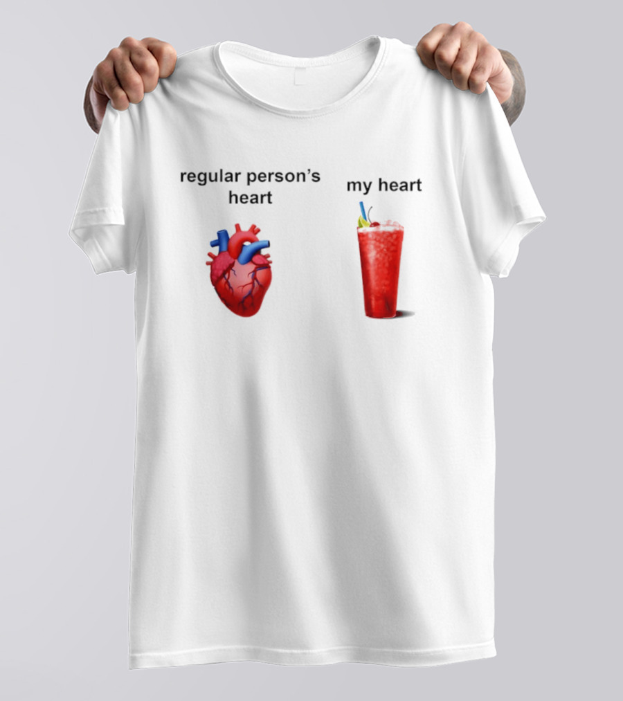 Regular Person's Heart Vs My Heart Cocktail Emoji Comparison T-Shirt