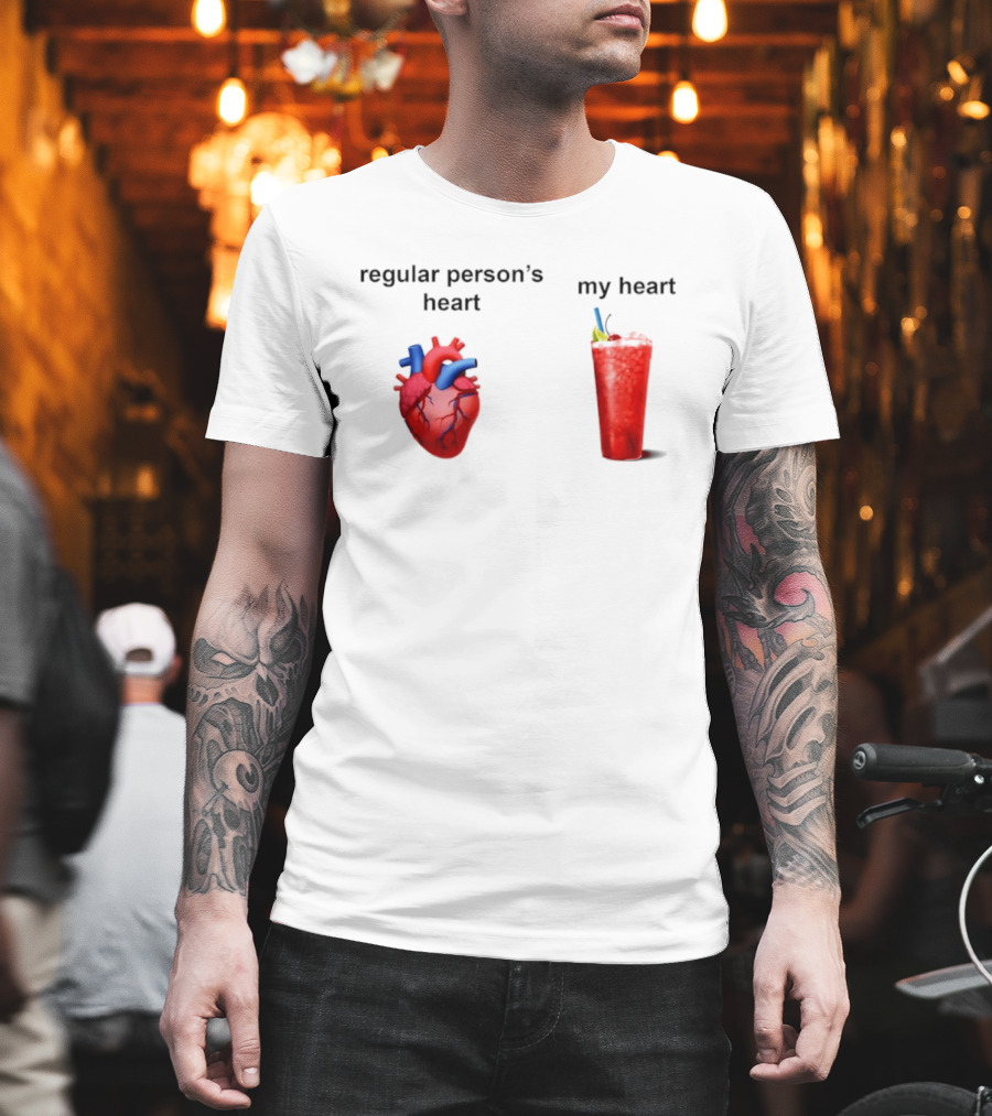Regular Person's Heart Vs My Heart Cocktail Emoji Comparison T-Shirt