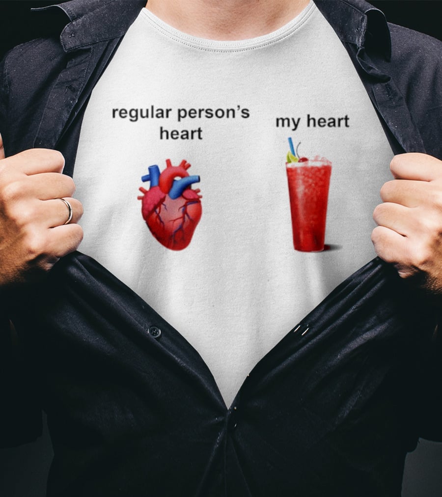Regular Person's Heart Vs My Heart Cocktail Emoji Comparison T-Shirt