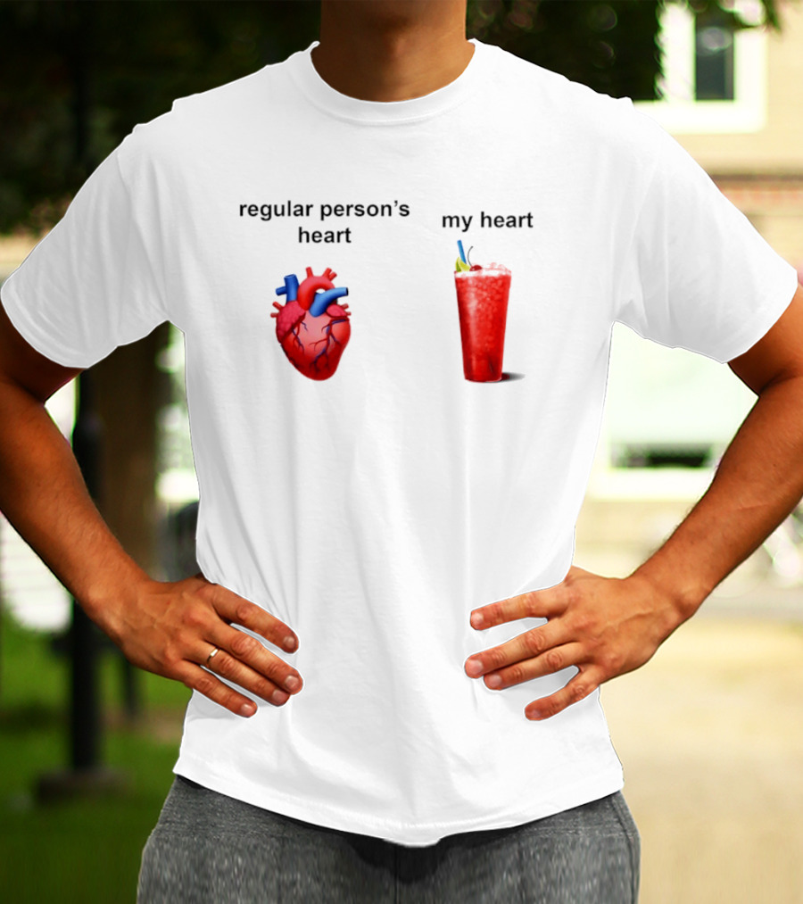 Regular Person's Heart Vs My Heart Cocktail Emoji Comparison T-Shirt