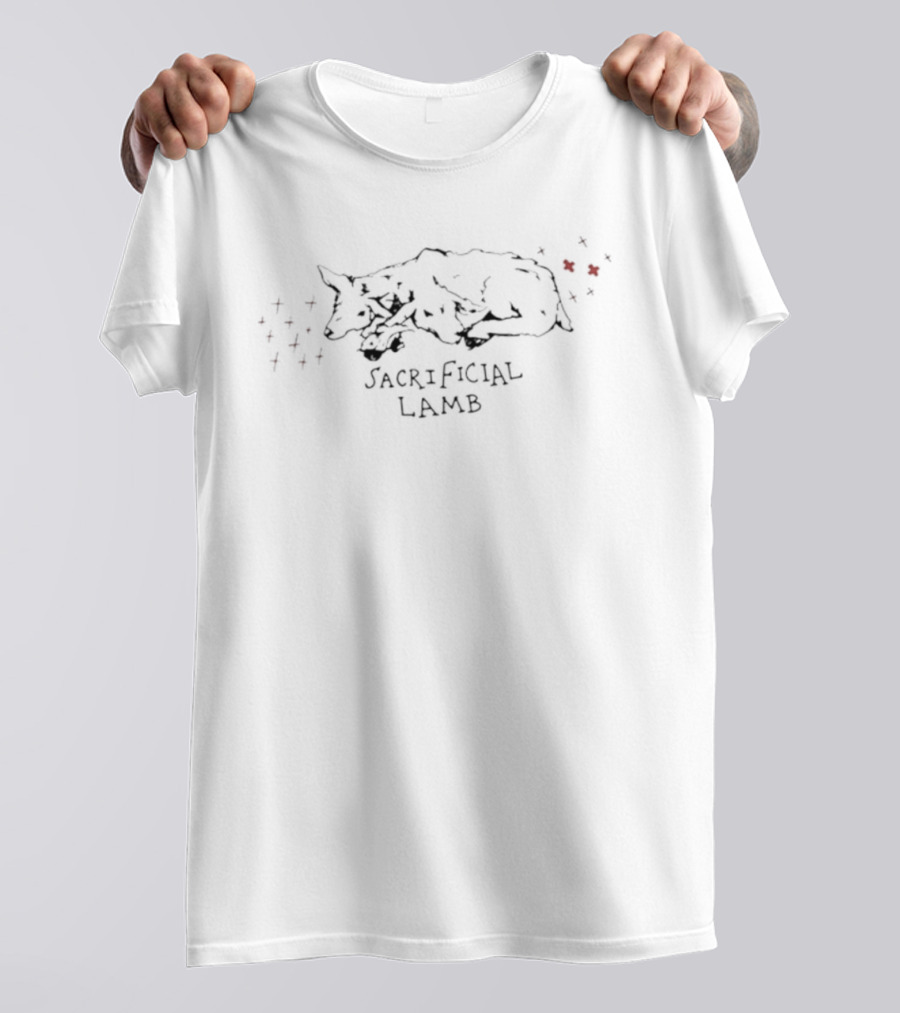 Sacrificial Lamb Illustration With Red Dots Accents T-Shirt