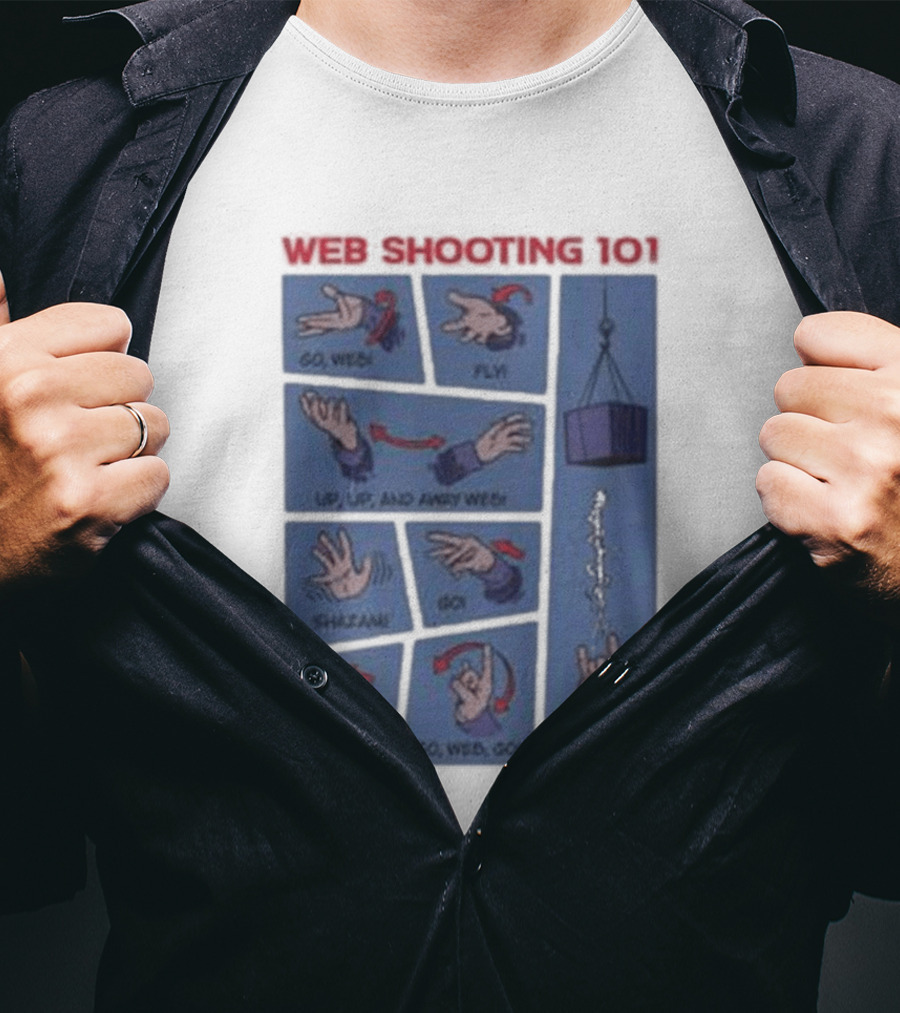 Web Shooting 101 Go Web Fly Up Up And Away Shazam Go Tallyho T-Shirt
