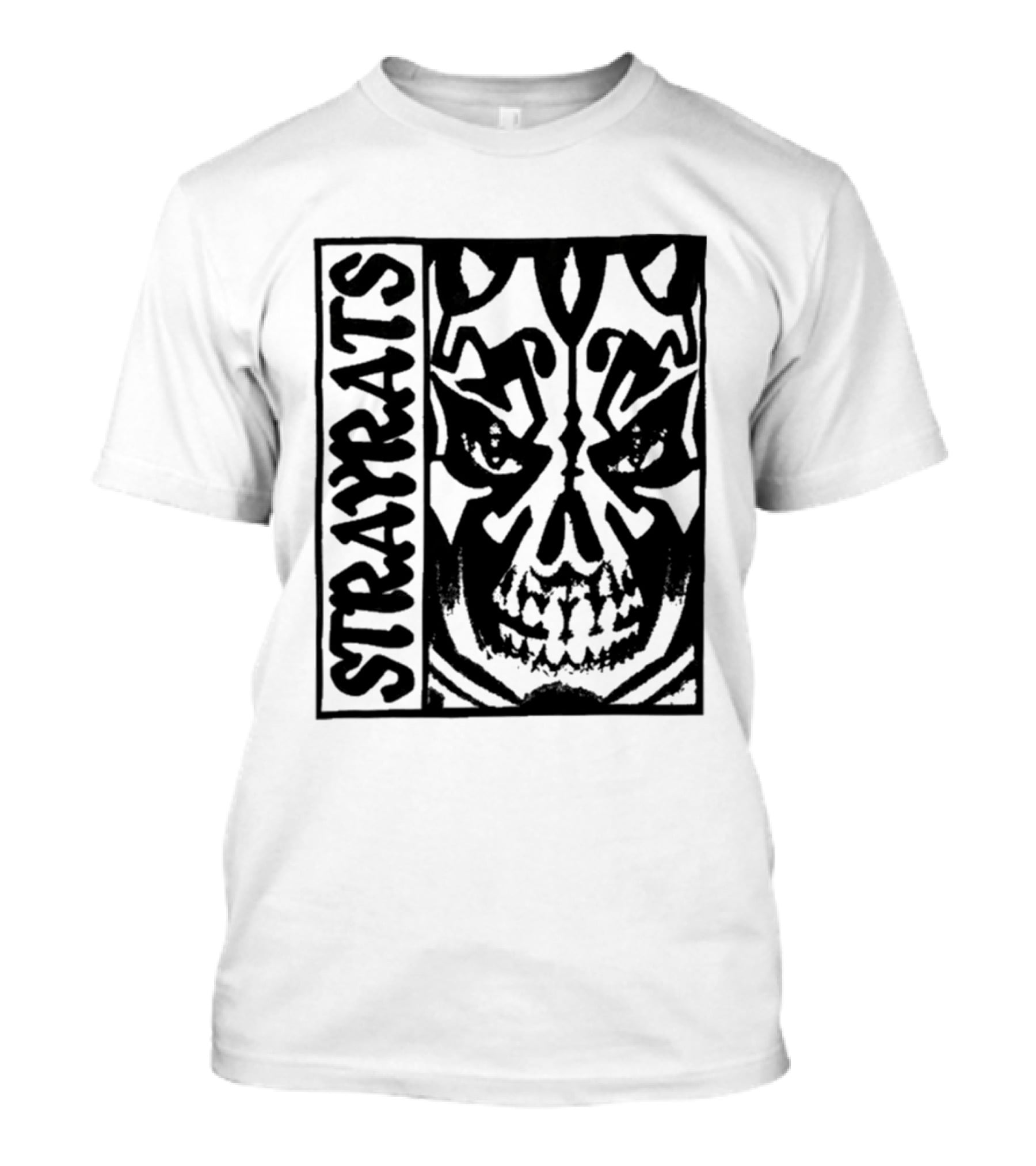 Stray Rats Skull Face Art Black And White T-Shirt