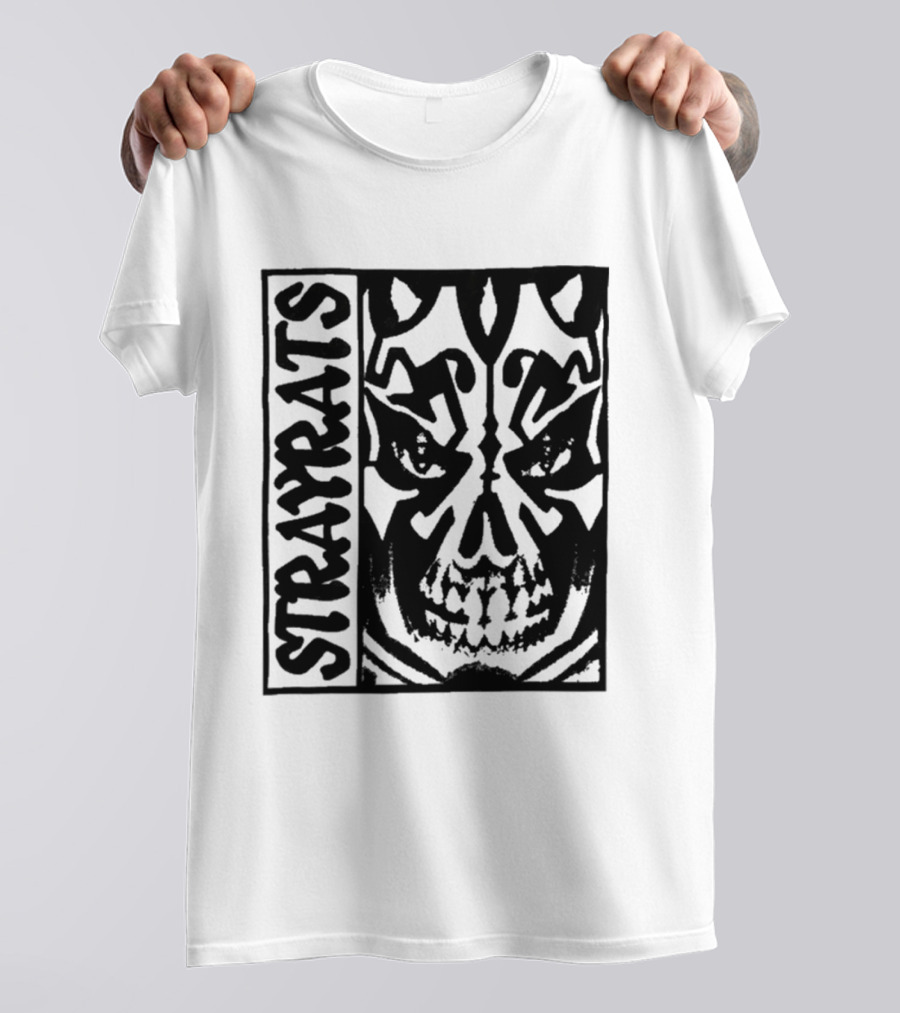 Stray Rats Skull Face Art Black And White T-Shirt
