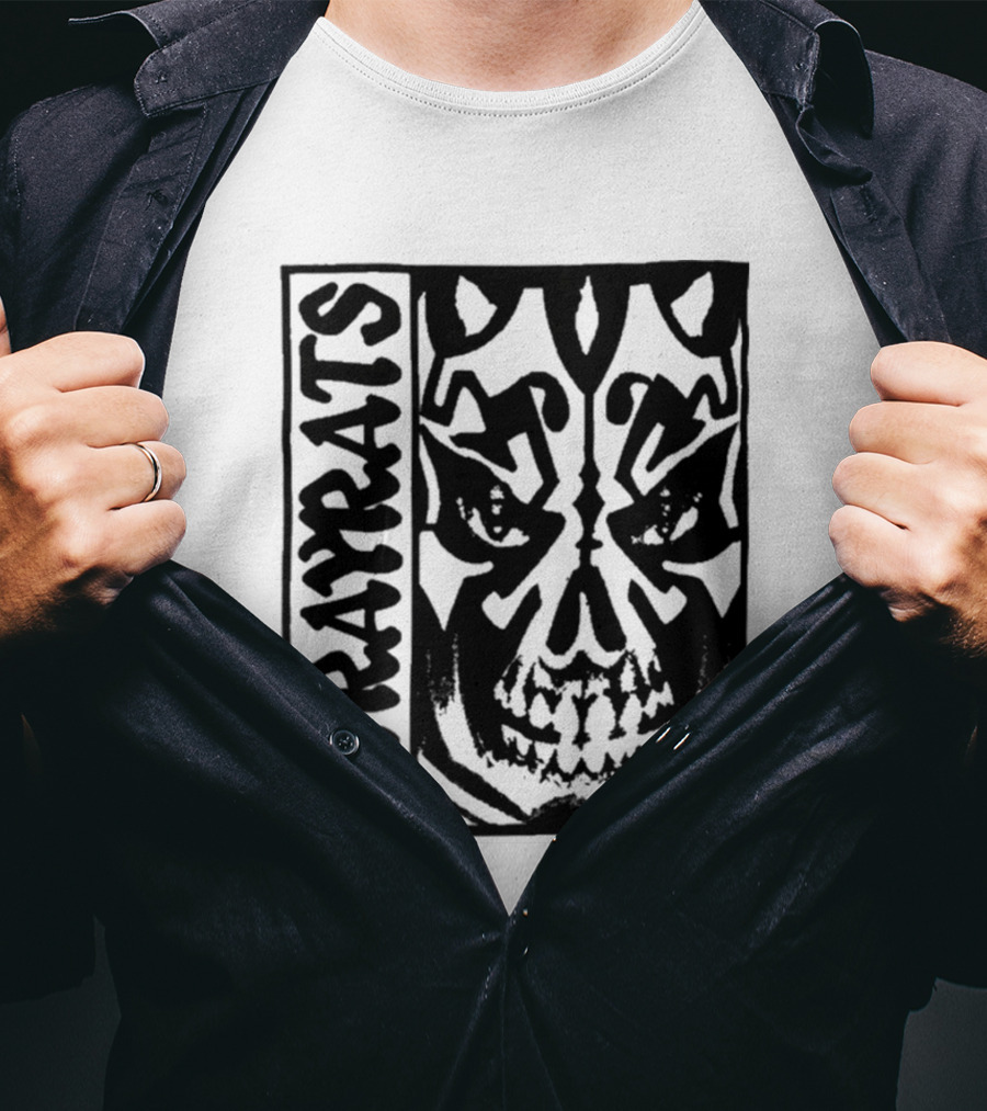 Stray Rats Skull Face Art Black And White T-Shirt