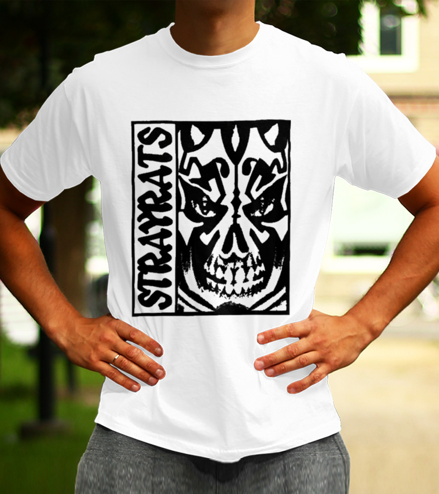 Stray Rats Skull Face Art Black And White T-Shirt