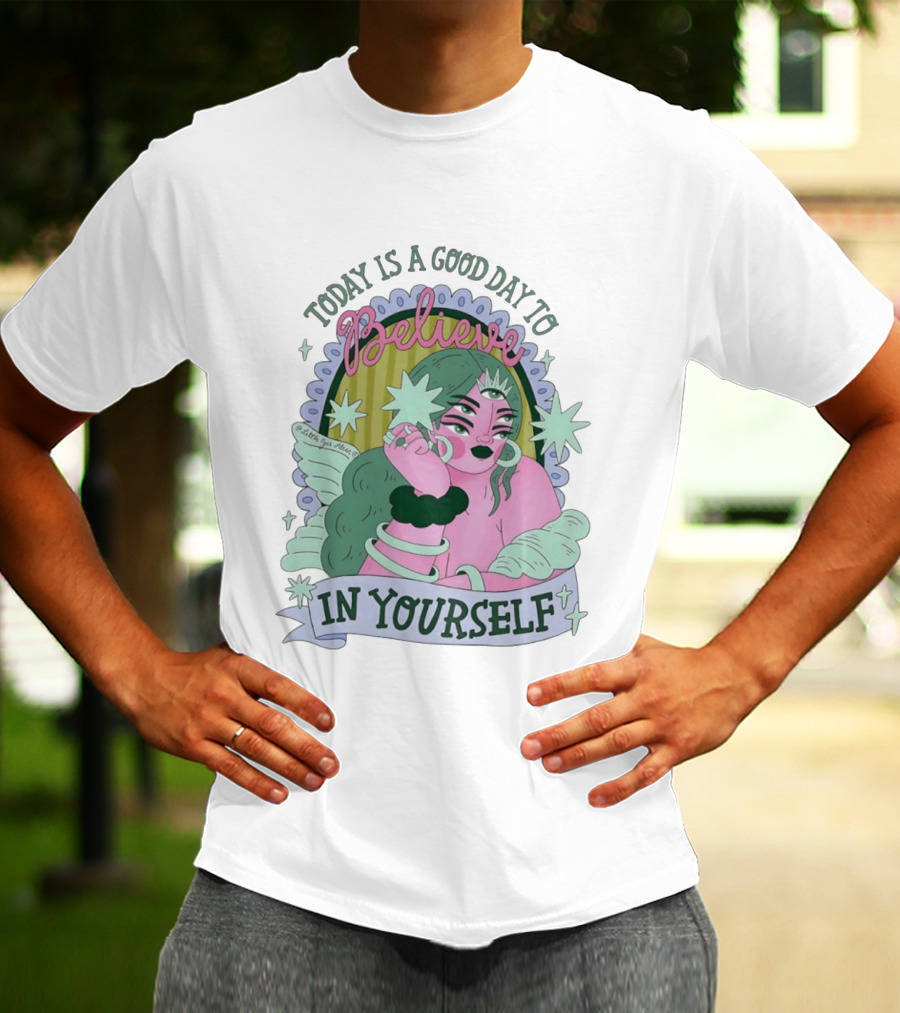 Today Is A Good Day To Believe In Yourself Celestial Character With Wings And Stars T-Shirt