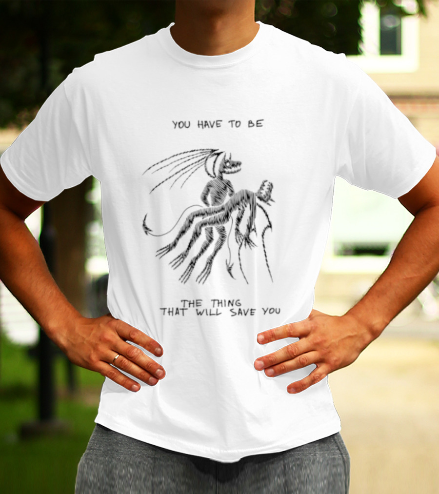 You Have To Be The Thing That Will Save You Abstract Figure With Hat And Flowing Lines T-Shirt