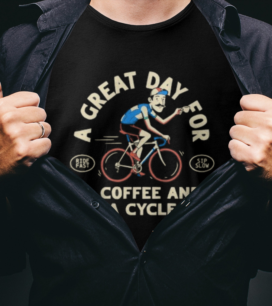 A Great Day For A Coffee And A Cycle Vintage Cycling T-Shirt