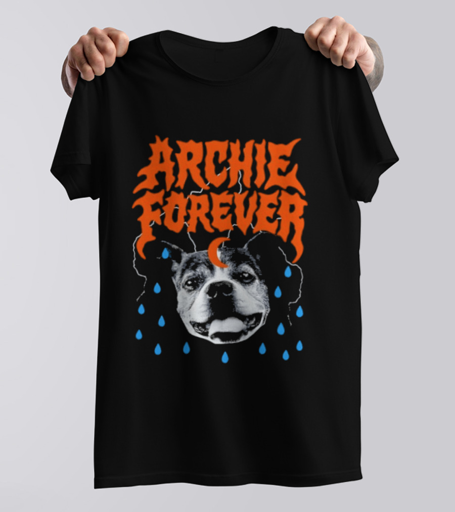 Archie Forever Dog Memorial Pet Tribute With Teardrops And Crescent Moon T-Shirt